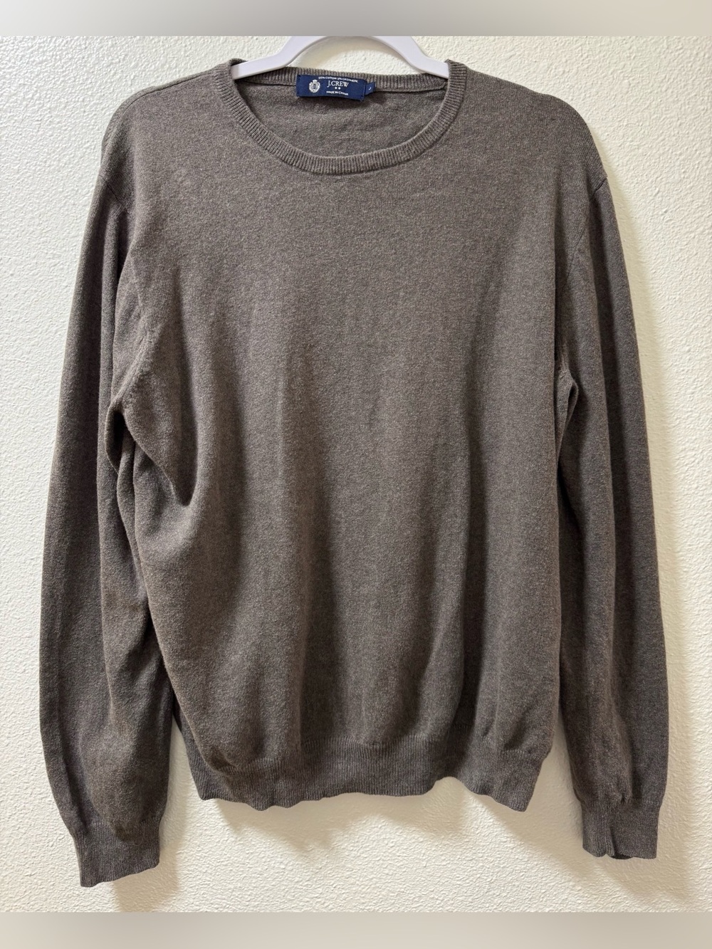 J Crew Factory Cashmere Blend Crewneck Sweater Long Sleeve Brown Mens Large
